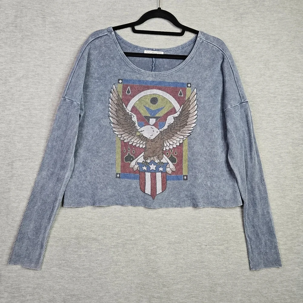 Daydreamer LA Women's Size M/L American Eagle Crop Round Neck Thermal Top